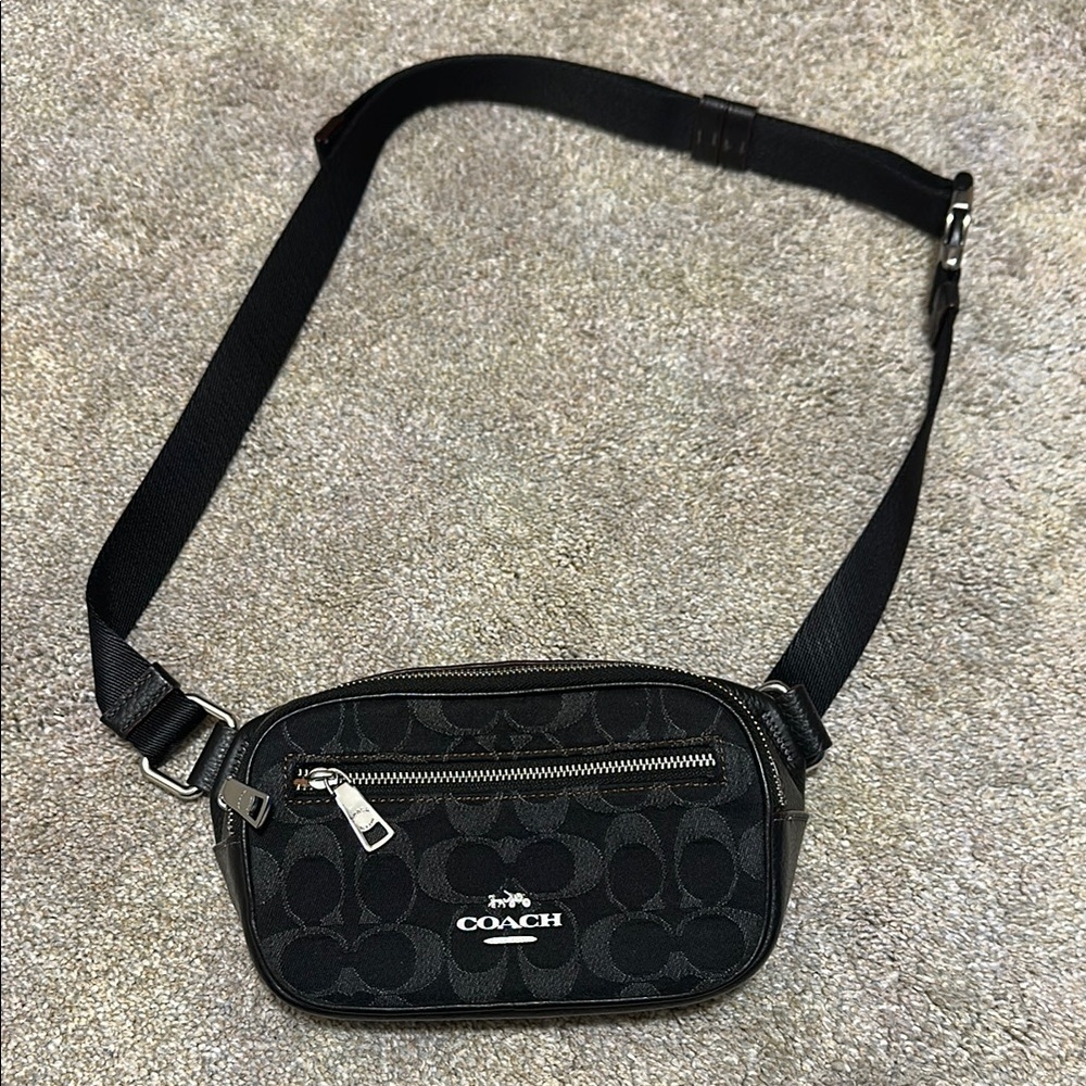 Coach Black Quilted Belt Bag with Silver Hardware
